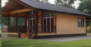 Проект одноэтажного дома из бруса с террасой - Строительство в Красногорске от Строй-Крр от 135577 руб.